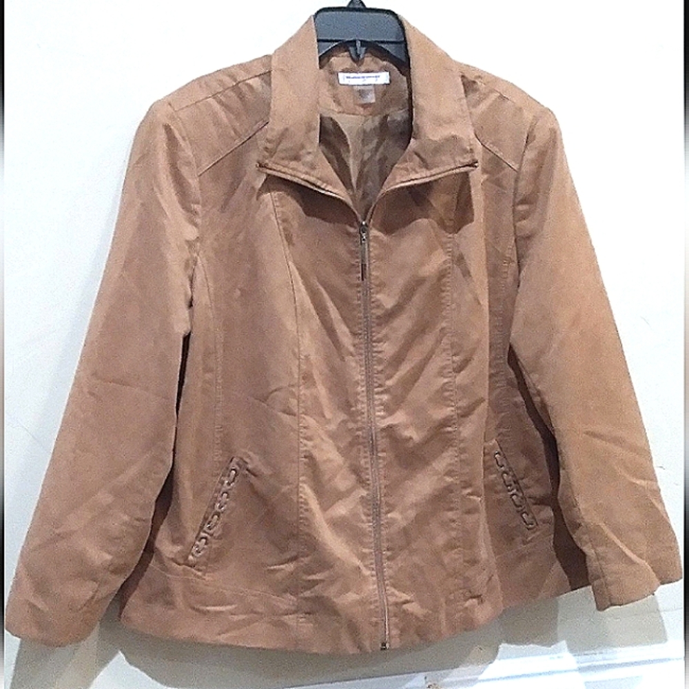Allison Daley Tan Faux Suede Woman's Jacket Sz 20W